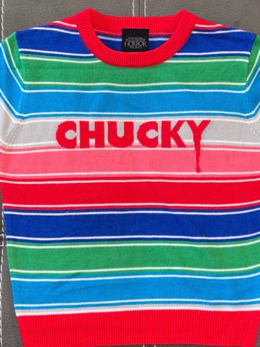 Universal women’s ' Multicolor Striped Tee with Red Trim